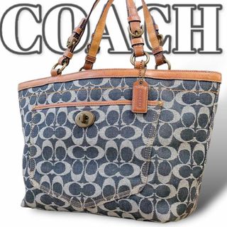 コーチ(COACH)のコーチ ハンドバッグ デニム シグネチャー レザー ターンロック 7045(トートバッグ)