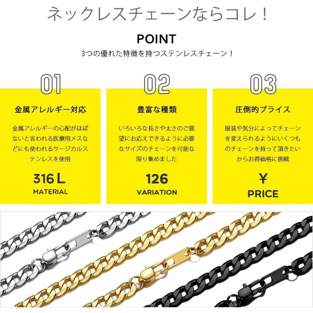 ネックレス チェーン ステンレス 喜平 メンズ ゴールド 75cm ロング メンズのアクセサリー(ネックレス)の商品写真