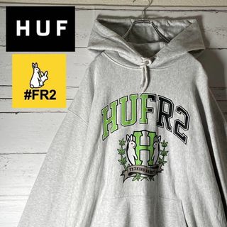 149【コムドットゆうた着用XL】HUF×FR2☆ビッグロゴ パーカー 入手困難