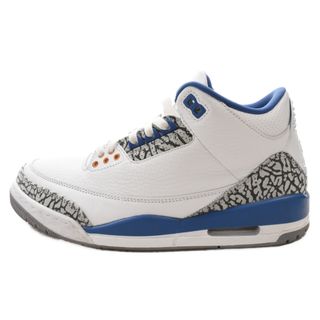 ナイキ(NIKE)のNIKE ナイキ AIR JORDAN 3 RETRO TRUE BLUE エアジョーダン3 レトロ トゥルーブルー ローカットスニーカー ホワイト/ブルー US8.5/26.5 CT8532-148(スニーカー)