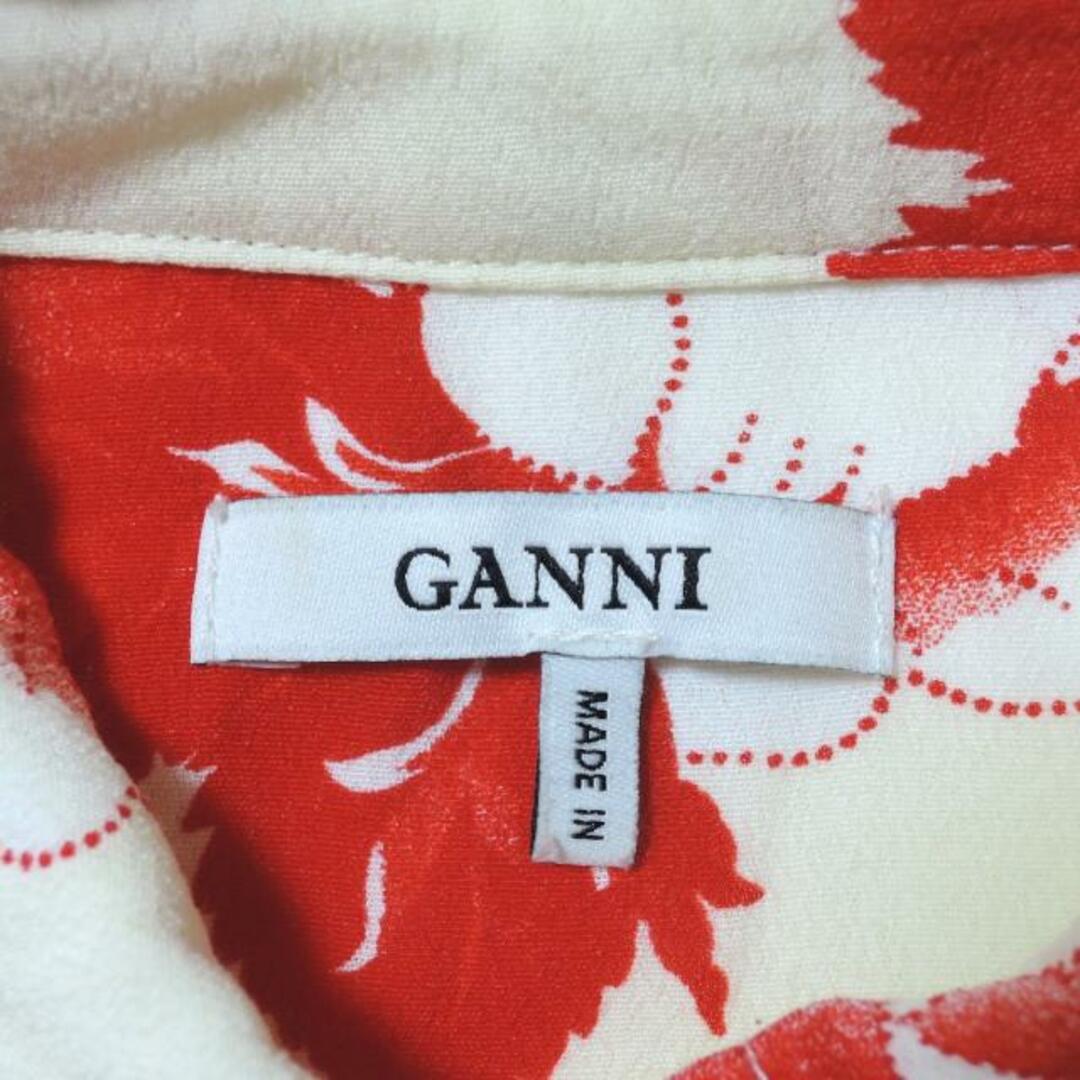 GANNI(ガニー) 長袖シャツブラウス サイズ34 S レディース アイボリー×レッド×マルチ 花柄 化学繊維 レディースのトップス(シャツ/ブラウス(長袖/七分))の商品写真