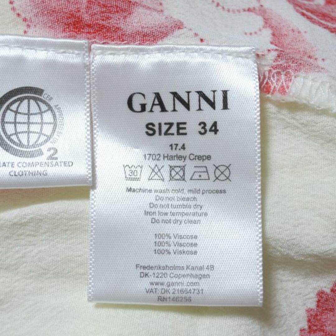 GANNI(ガニー) 長袖シャツブラウス サイズ34 S レディース アイボリー×レッド×マルチ 花柄 化学繊維 レディースのトップス(シャツ/ブラウス(長袖/七分))の商品写真