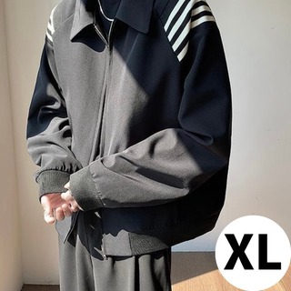 【大人気♪】XL　スタジャン　ジャケット　おしゃれ　アウター　ブラック　黒(スタジャン)
