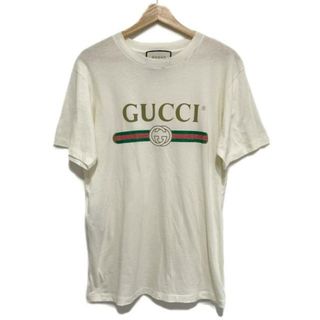 Gucci - GUCCI(グッチ) 半袖Tシャツ サイズXS メンズ 457095 アイボリー×グリーン×レッド 刺繍/ブランドロゴ/ダメージ加工/ユーズド加工