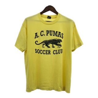 スクリーンスターズ(SCREEN STARS)の90年代 USA製 A.C.PUMAS サッカー チームロゴ 半袖Ｔシャツ イエロー (メンズ XL) 中古 古着 Q6066(Tシャツ/カットソー(半袖/袖なし))