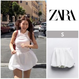 完売品！！【タグ付き新品未使用】ZARA ザラ バルーンミニスカート ホワイト