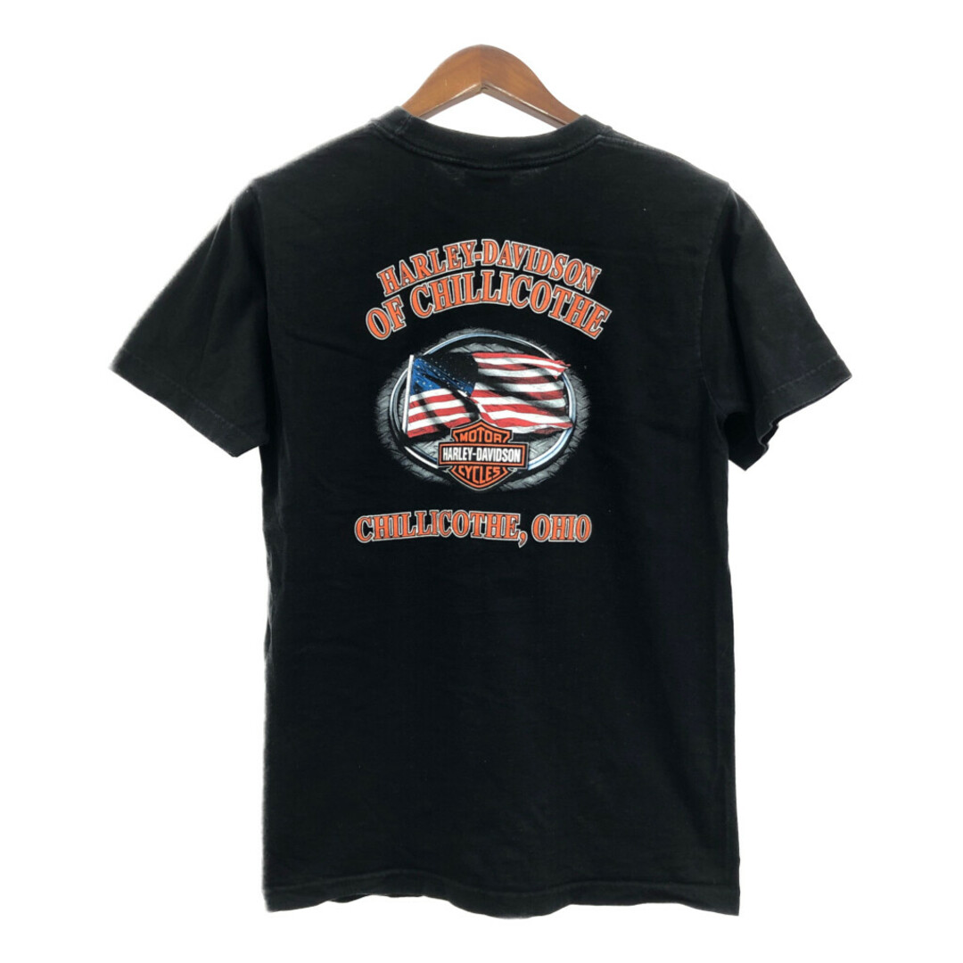 Harley Davidson(ハーレーダビッドソン)のUSA製 HARLEY DAVIDSON ハーレーダビッドソン 半袖Ｔシャツ バイク ブラック (メンズ M) 中古 古着 Q6067 メンズのトップス(Tシャツ/カットソー(半袖/袖なし))の商品写真