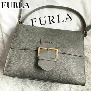 フルラ(Furla)の美品✨フルラ ショルダーバッグ 2way フロー ロゴ レザーグレージュ 袋付き(ショルダーバッグ)