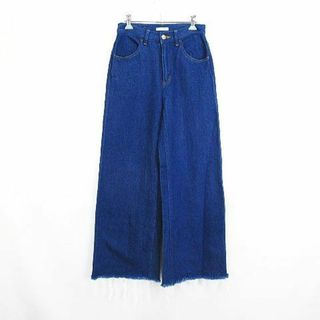 SLY - スライ JEANS ワイドパンツ カルゼデニム 裾フリンジ コットン 1 ブルー