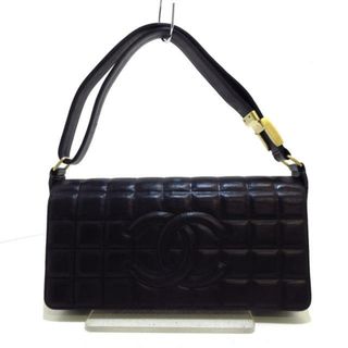 シャネル(CHANEL)のCHANEL(シャネル) ハンドバッグ レディース チョコバー 黒 フラップバッグ/ゴールド金具 ラムスキン(ハンドバッグ)