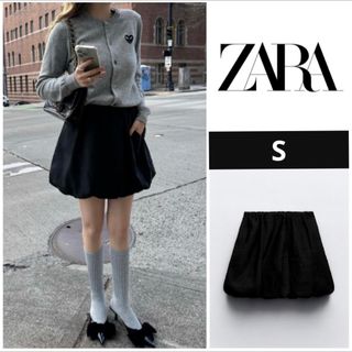 ザラ(ZARA)のkeiさん着用！！【新品未使用】ZARA ザラ バルーンミニスカート ブラック(ミニスカート)