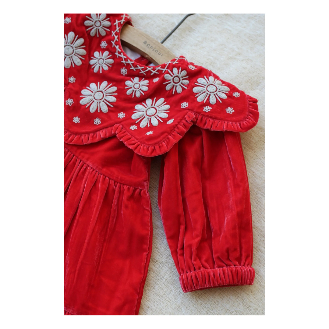 美品 bonjour diary velvet red dress 10y キッズ/ベビー/マタニティのキッズ服女の子用(90cm~)(ドレス/フォーマル)の商品写真