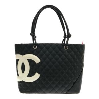 シャネル(CHANEL)のCHANEL(シャネル) トートバッグ レディース カンボンラインラージトート A25169 黒×白 ココマーク/シルバー金具 ラムスキン(トートバッグ)