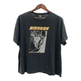 NIRVANA ニルヴァーナ 半袖Ｔシャツ 大きいサイズ バンドT ブラック (メンズ 2XL) 中古 古着 Q6074(Tシャツ/カットソー(半袖/袖なし))