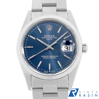 ロレックス(ROLEX)のロレックス オイスターパーペチュアル デイト 15200 ブルー バー A番 メンズ 中古 腕時計(腕時計(アナログ))