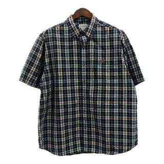 カーハート(carhartt)のCarhartt カーハート ボタンダウン 半袖シャツ チェック ネイビー (メンズ XL) 中古 古着 Q6077(シャツ)