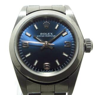 ロレックス(ROLEX)のROLEX(ロレックス) 腕時計 オイスターパーペチュアル 76080 レディース SS/10コマ ブルー(腕時計)