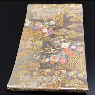 ［9457］袋帯 美品 菊花吉祥 引箔 六通 正絹 着物(帯)