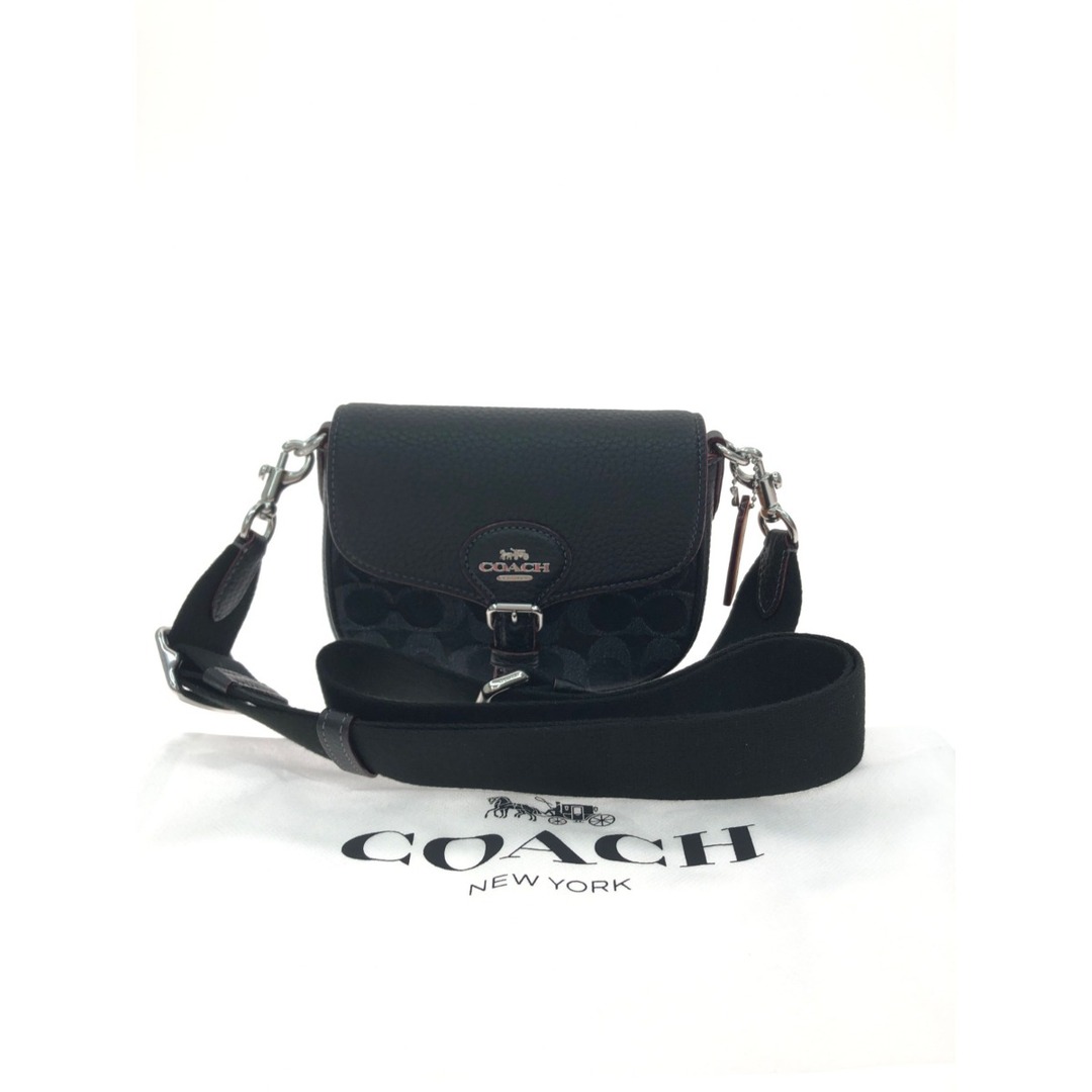 COACH(コーチ)の▼▼COACH コーチ レディース ショルダーバッグ アウトレット アメリア スモール サドル バッグ・シグネチャー デニム CQ187 ブラック レディースのバッグ(ショルダーバッグ)の商品写真