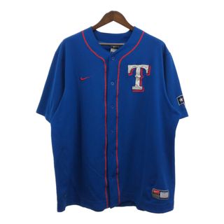 ナイキ(NIKE)のNIKE ナイキ MLB テキサス・レンジャース ユニフォーム 大きいサイズ ブルー (メンズ 2XL) 中古 古着 Q6081(Tシャツ/カットソー(半袖/袖なし))