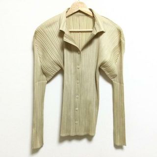 プリーツプリーズイッセイミヤケ(PLEATS PLEASE ISSEY MIYAKE)のPLEATS PLEASE(プリーツプリーズ) 長袖シャツブラウス サイズ3 L レディース ベージュ プリーツ(シャツ/ブラウス(長袖/七分))