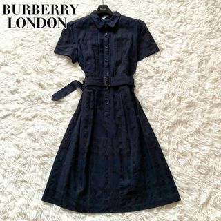 バーバリー(BURBERRY)の極美品✨バーバリーロンドン ワンピース シャドーチェック ベルト インナー付き(ひざ丈ワンピース)