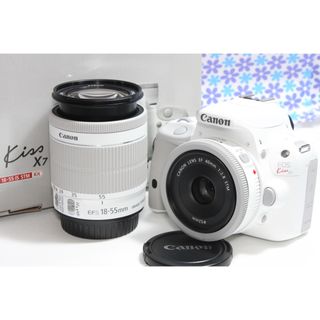 キヤノン(Canon)の極美品★Canon EOS kiss X7 ダブルレンズキット★ホワイトカラー★(デジタル一眼)