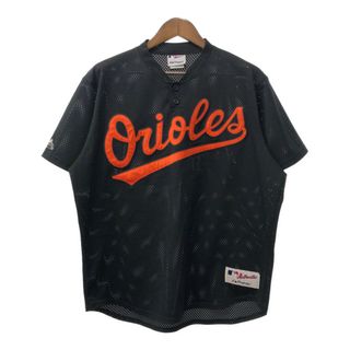 USA製 Majestic マジェスティック MLB ボルチモア・オリオールズ ユニフォーム プロチーム ブラック (メンズ XL) 中古 古着 Q6086(ウェア)