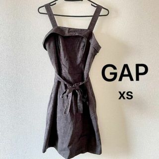 GAP - 値下げ美品 gap ジャンパースカート ワンピース XS ウエストリボン グレー