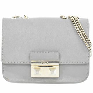 フルラ(Furla)の本物 フルラ FURLA メトロポリス チェーン ショルダーバッグ ポシェット レザー グレー Metropolis バッグ 中古(ショルダーバッグ)