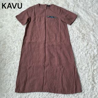 カブー(KAVU)のKAVU カブー　リネン　ワンピース　半袖　ロゴ(ロングワンピース/マキシワンピース)