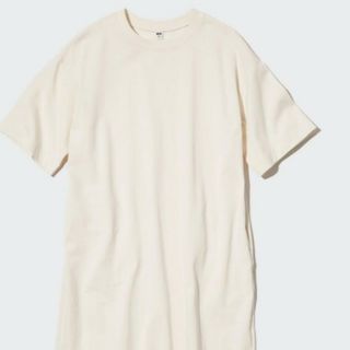 UNIQLO - 新品タグ付き ユニクロ クルーネックTワンピース  L  オフホワイト