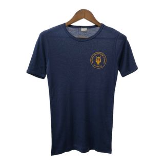 チャンピオン(Champion)の70年代 USA製 Champion チャンピオン 半袖Ｔシャツ ヴィンテージ ワンポイント ネイビー (メンズ X-LARGE) 中古 古着 Q6089(Tシャツ/カットソー(半袖/袖なし))