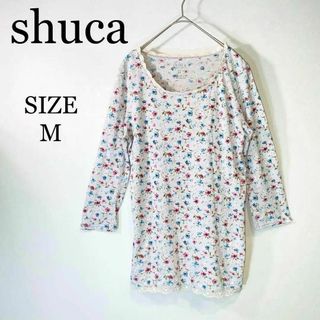 シュカ(shuca)のshuca シュカ　インナー　ロングTシャツ　綿60% 花柄　レース　水色　M(Tシャツ(長袖/七分))