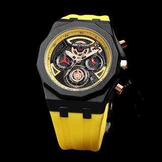 新品 AOCASDIY オマージュクロノグラフウォッチ メンズ腕時計 イエロー(腕時計(アナログ))