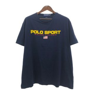 ポロラルフローレン(POLO RALPH LAUREN)のPOLO SPORT ポロスポーツ 半袖Ｔシャツ ロゴ ラルフローレン 大きいサイズ ネイビー (メンズ 2XL) 中古 古着 Q6126(Tシャツ/カットソー(半袖/袖なし))