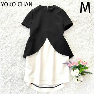 ヨーコチャン(YOKO CHAN)のYOKO CHAN バイカラードッキングワンピース  M(ひざ丈ワンピース)