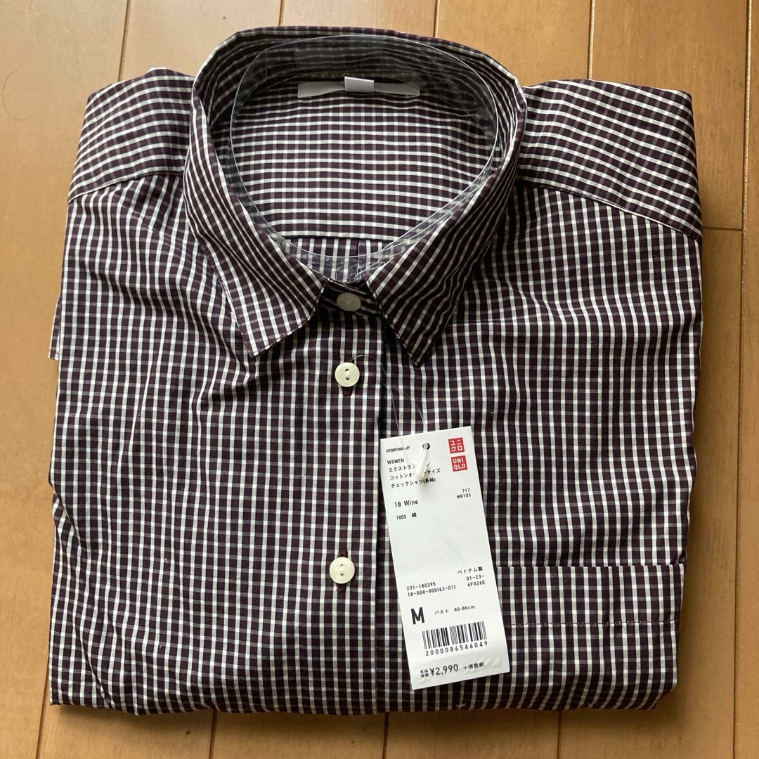 UNIQLO(ユニクロ)のエクストラファインコットンオーバーサイズチェックシャツ(長袖) レディースのトップス(シャツ/ブラウス(長袖/七分))の商品写真