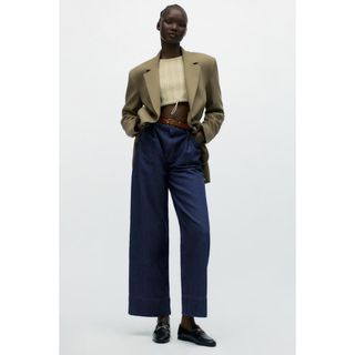 ザラ(ZARA)のZARA チェーンディテール スプリットレザー ローファー(ローファー/革靴)