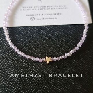 【天然石ブレスレット☆アメジスト】ビーズブレスレット bracelet