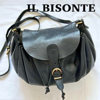 イルビゾンテ(IL BISONTE)の✨美品✨ 入手困難　イルビゾンテ　ショルダーバッグ　レザー　ブラック　巾着(ショルダーバッグ)