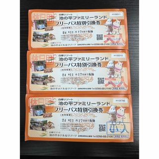 白樺リゾート　池の平ファミリーランド　休日用フリーパス特別引換券(遊園地/テーマパーク)