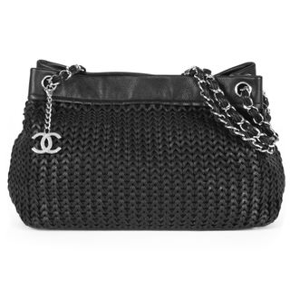 シャネル(CHANEL)のシャネル CHANEL チェーンショルダーバッグ メッシュ レザー キャビアスキン ブラック シルバー金具 A28002 トートバッグ レディース【中古】(ショルダーバッグ)