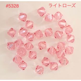 スワロフスキー(SWAROVSKI)のスワロフスキービーズ☆ソロバン型 #5328ライトローズ♡5mm(各種パーツ)