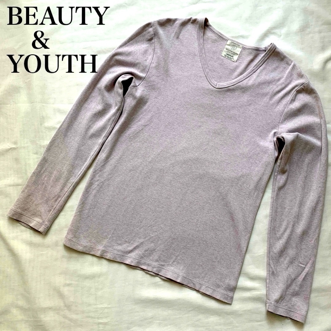 ユナイテッドアローズ BEAUTY&YOUTH  長袖　Tシャツ Vネック　薄紫 レディースのトップス(Tシャツ(長袖/七分))の商品写真