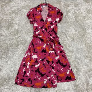 ダイアンフォンファステンバーグ(DIANE von FURSTENBERG)のダイアンフォンファスティンバーグ シルク100% 花柄 カシュクール ワンピース(ひざ丈ワンピース)