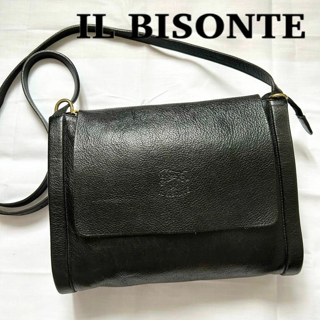 IL BISONTE(イルビゾンテ)の✨極美品✨入手困難　イルビゾンテ　ショルダーバッグ　レザー　ブラック　筒型 レディースのバッグ(ショルダーバッグ)の商品写真