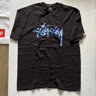 ステューシー(STUSSY)のstussy × Bape 30周年記念　Tシャツ 黒 Lサイズ(Tシャツ/カットソー(半袖/袖なし))