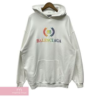 バレンシアガ(Balenciaga)のBALENCIAGA 2019SS Rainbow BB Logo Hoodie 570811 TEV50 バレンシアガ レインボーBBロゴフーディー パーカー BBロゴ  ホワイト サイズXS 【240508】【中古-B】【me04】(パーカー)