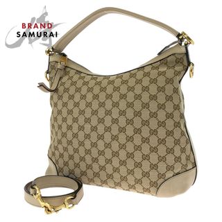 グッチ(Gucci)のGUCCI グッチ ベージュ GGキャンバス レザー 326514 ショルダーバッグ ハンドバッグ 2way レディース 405808 【中古】(ショルダーバッグ)